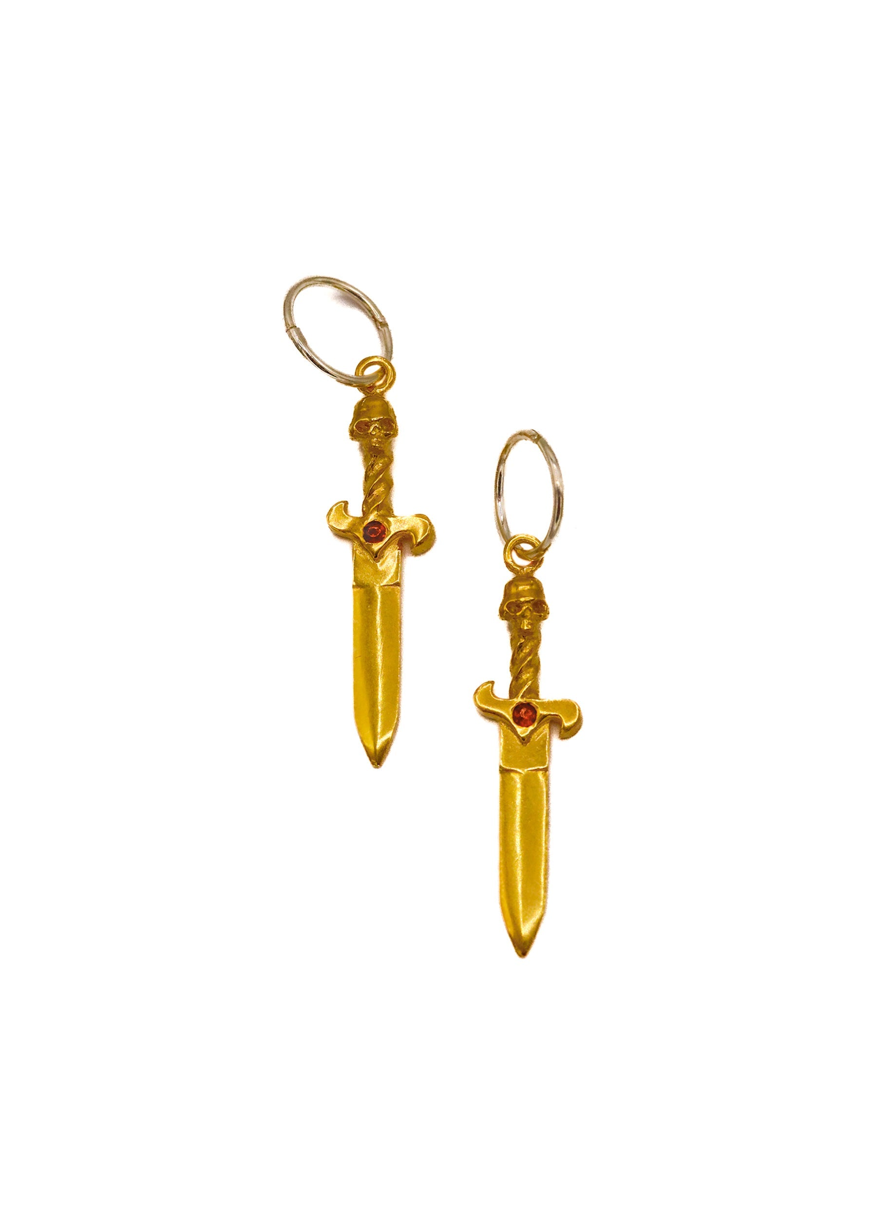 Nick Rule Skull Dagger Earrings- gold plate Bizarre Bazaar