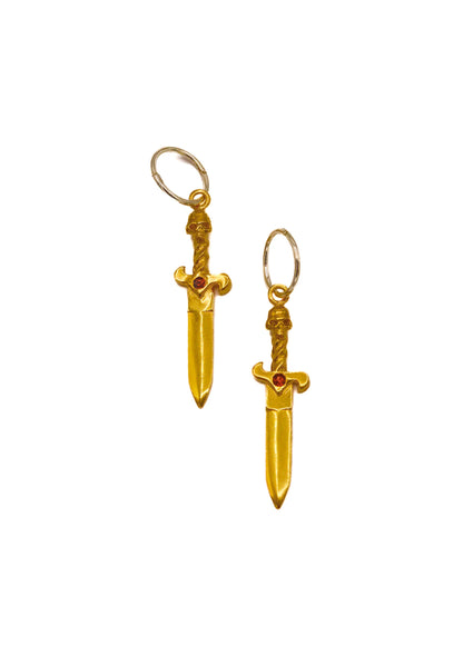 Nick Rule Skull Dagger Earrings- gold plate Bizarre Bazaar