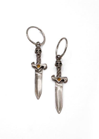 Nick Rule Skull Dagger Earrings- sterling silver Bizarre Bazaar