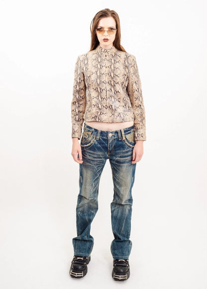 Bizarre Bazaar Snakeskin print leather jacket