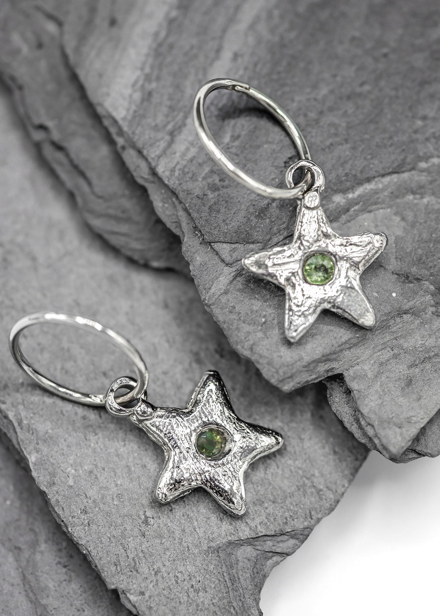 Star sleeper earrings- green