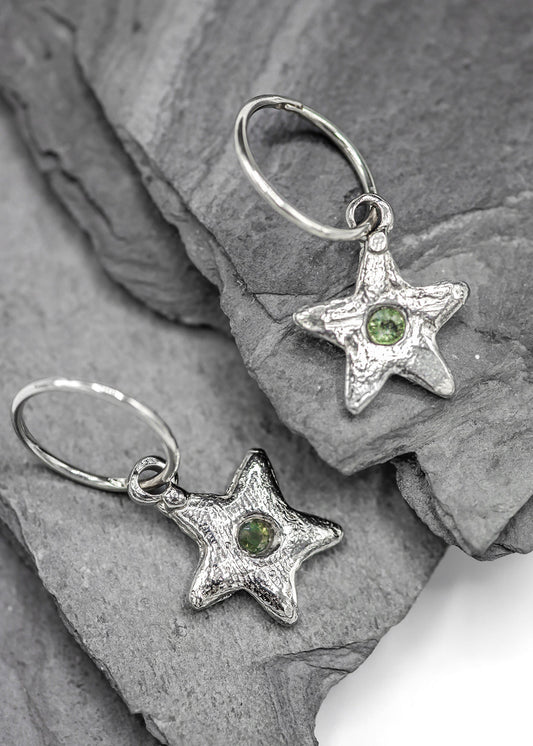 Star sleeper earrings- green