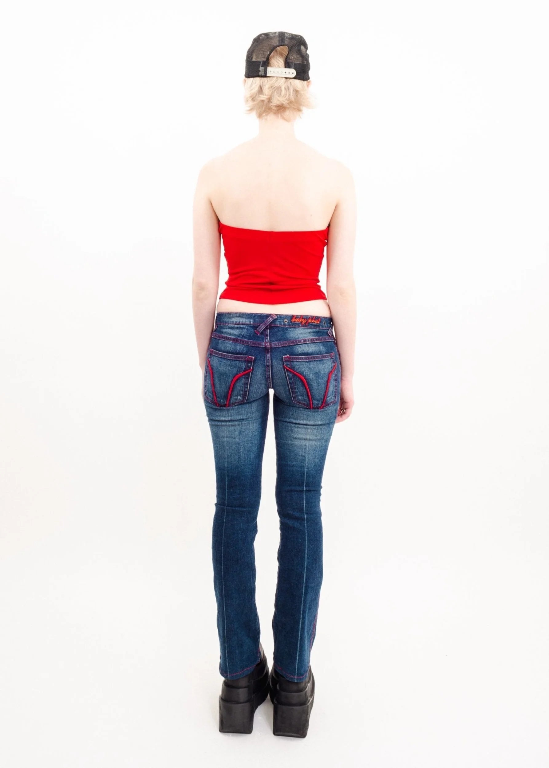 Baby Phat Straight leg jeans with red contrast stitching