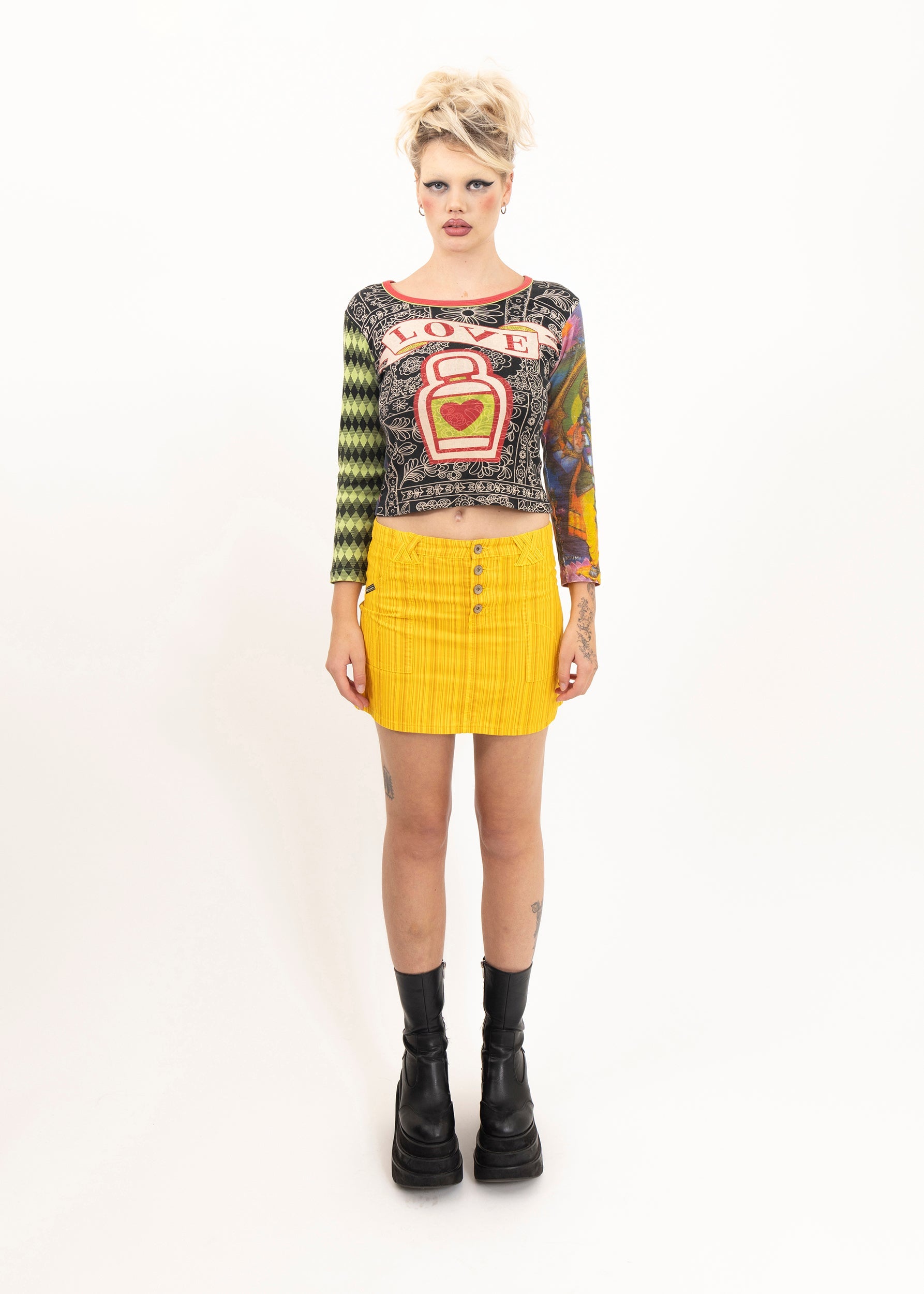 D&G Dolce & Gabbana Striped denim mini skirt