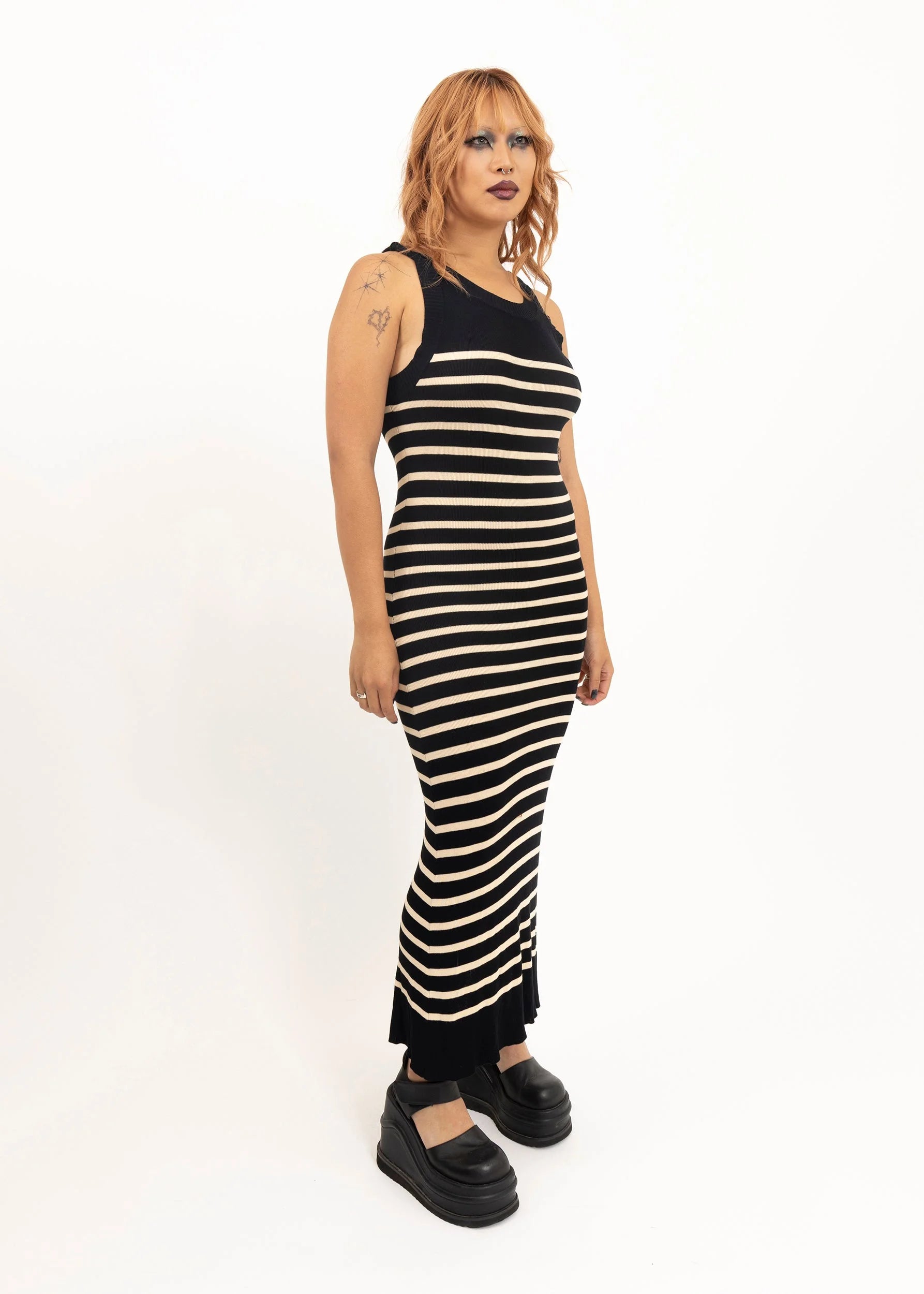 Jean Paul Gaultier Maille Femme Striped knit maxi dress