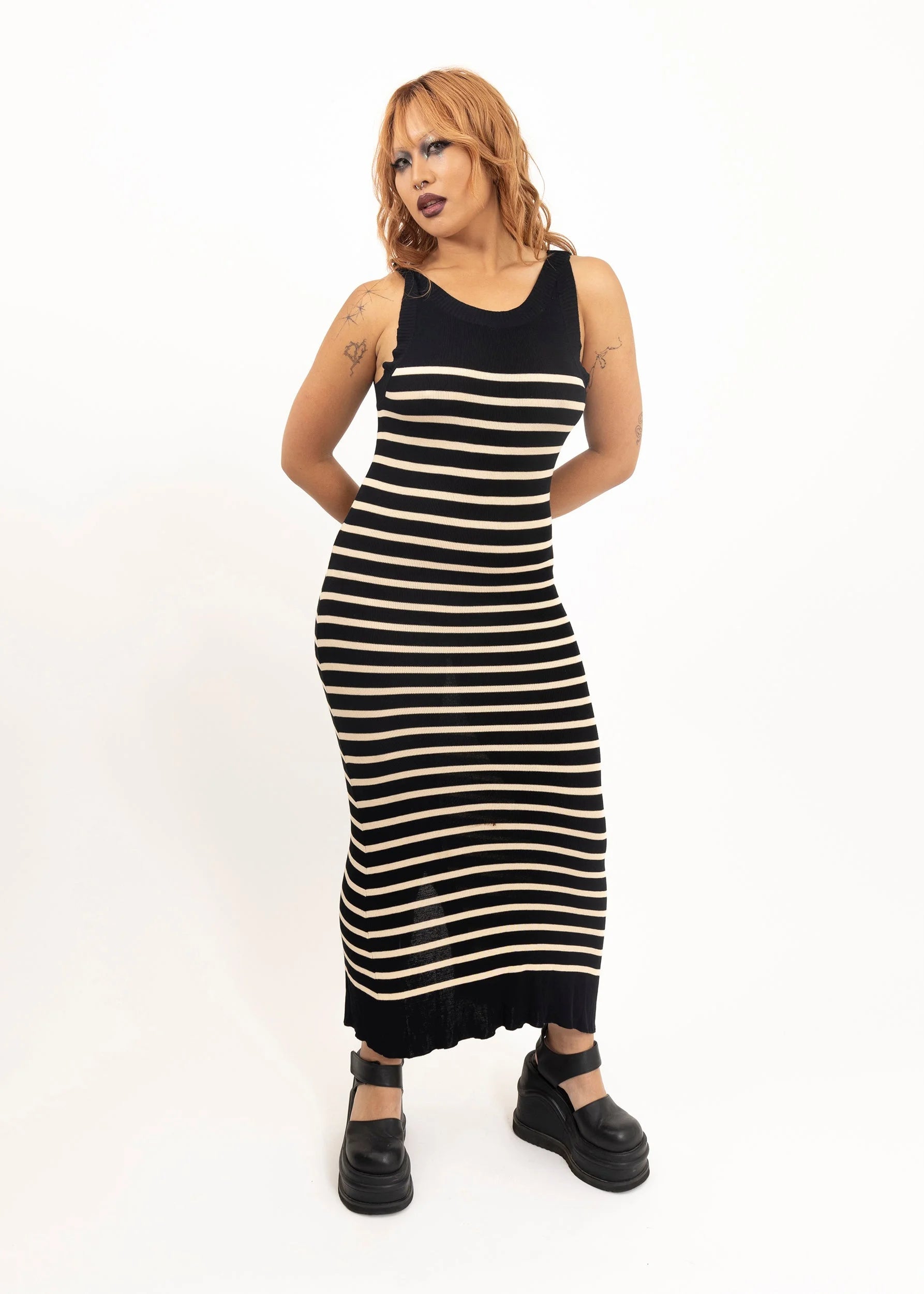 Jean Paul Gaultier Maille Femme Striped knit maxi dress