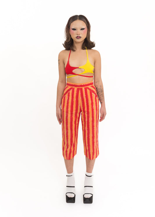 Striped pedal pushers/ capri pants