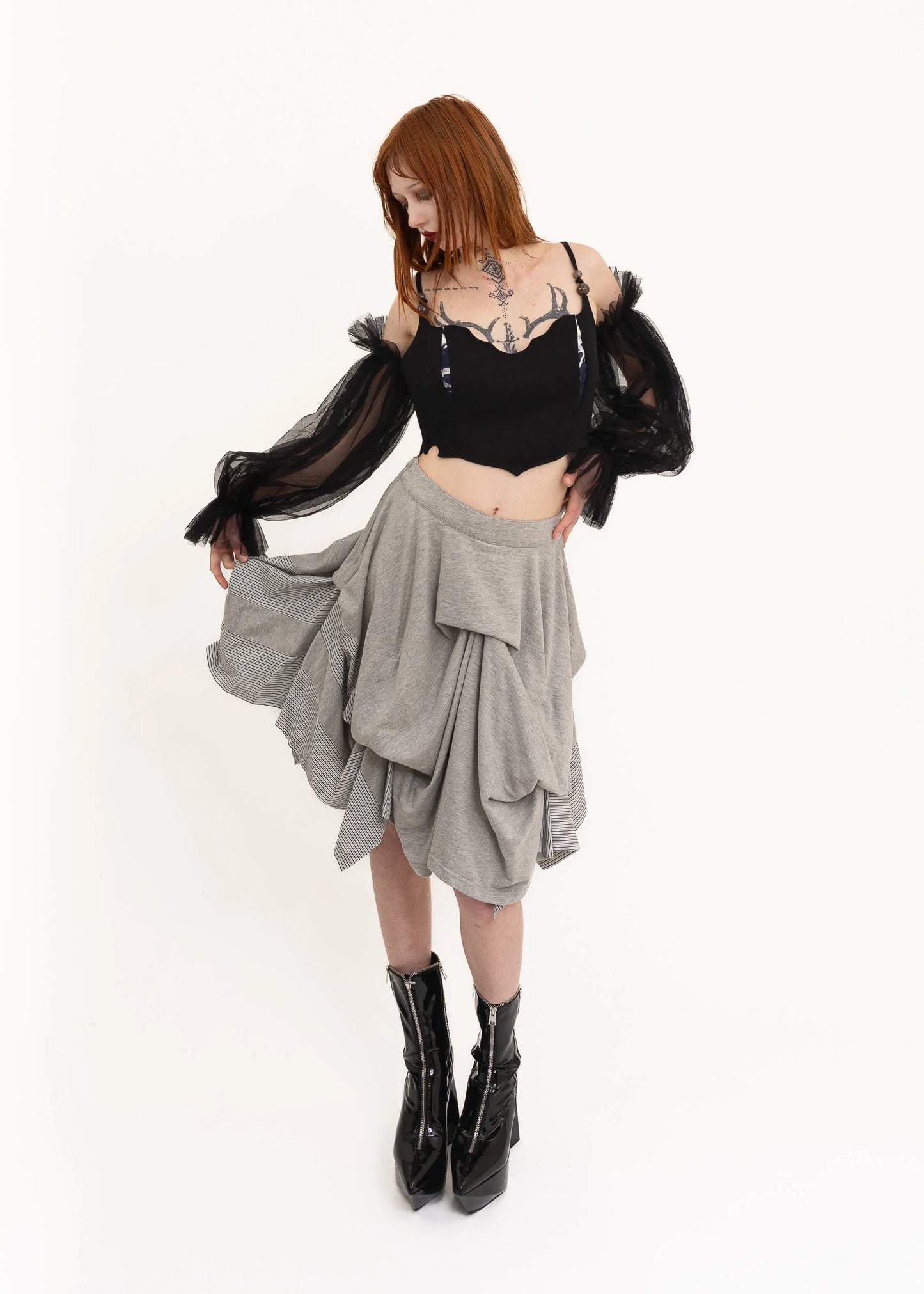 Atsuro Tayama Structured pin tuck skirt