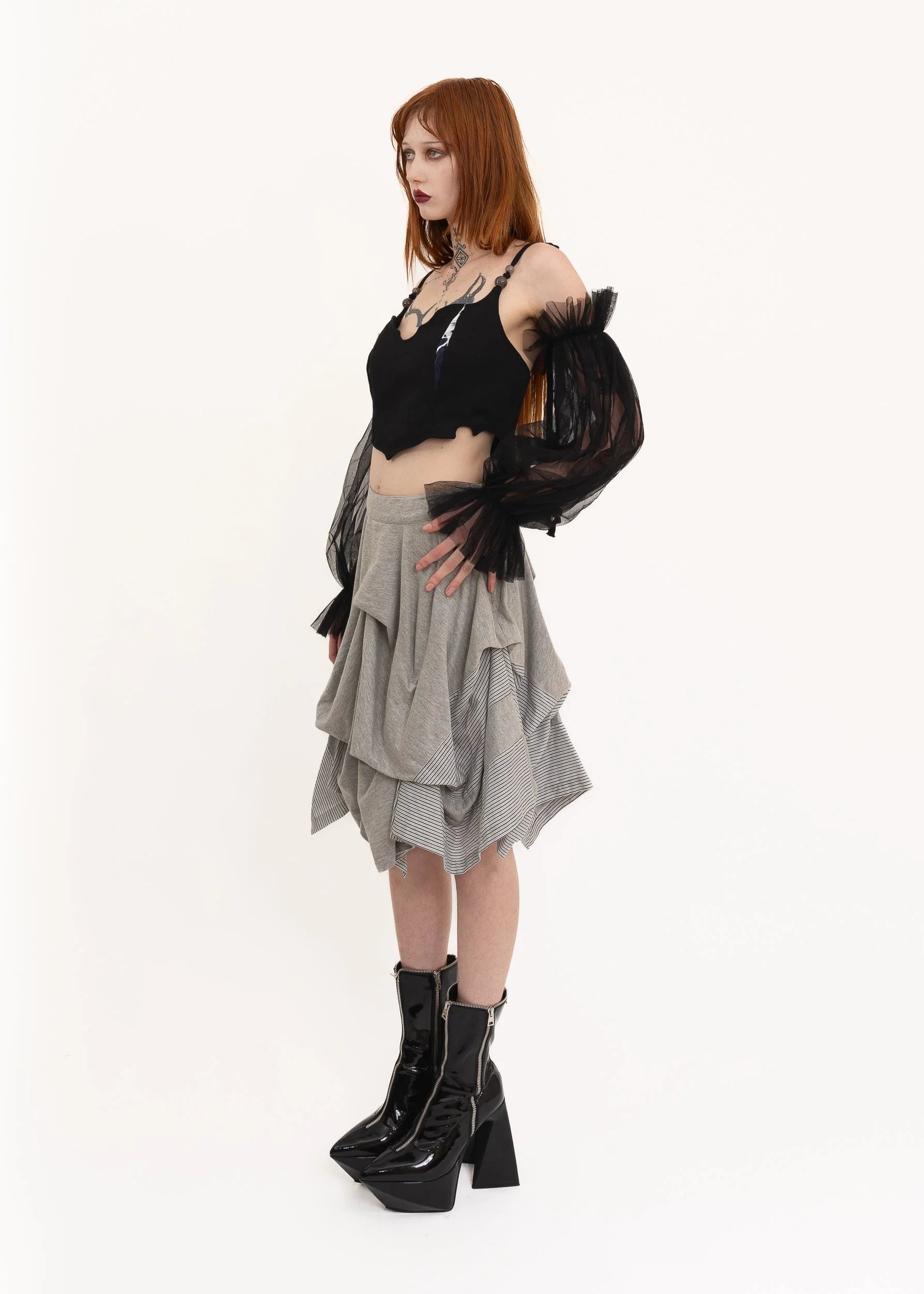 Atsuro Tayama Structured pin tuck skirt