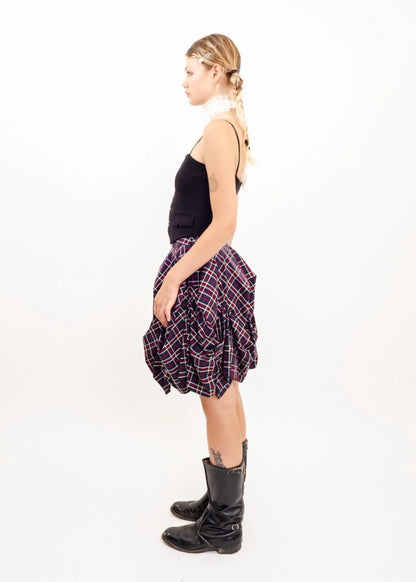 Atsuro Tayama Structured tartan pin tuck skirt