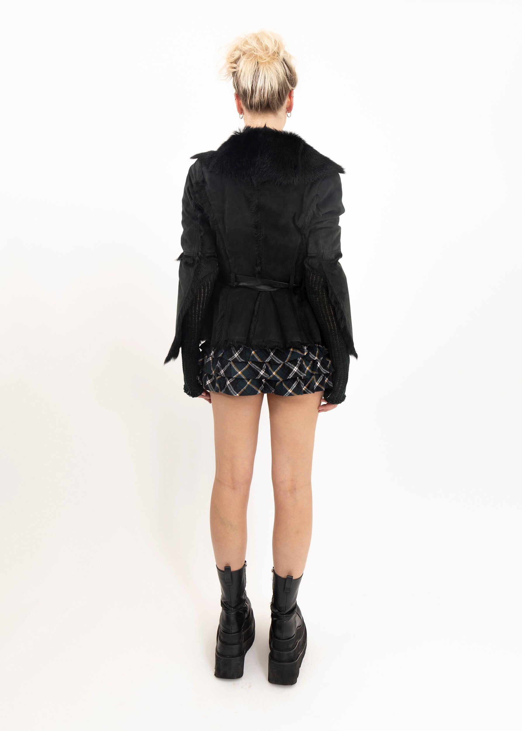 Free’s Phrase Suede bell sleeved jacket with mouton fur