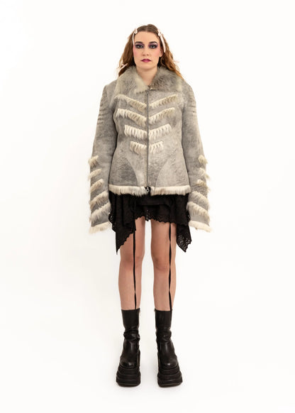 Harmanli Suede shearling jacket with fur trims
