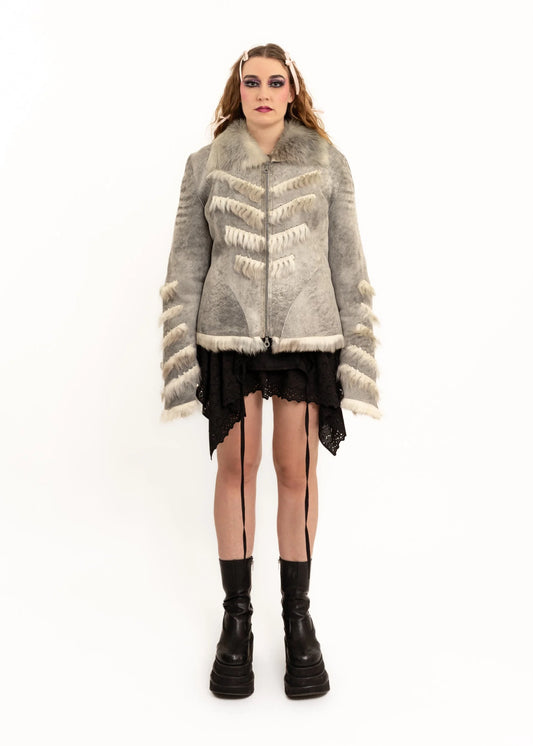 Harmanli Suede shearling jacket with fur trims