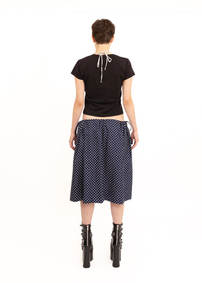 Rhoda Nunn Sunne Skirt- navy polkadot Bizarre Bazaar