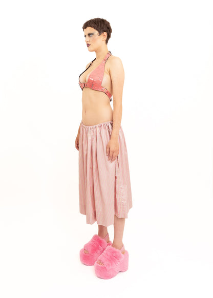 Rhoda Nunn Sunne Skirt- Pink Sateen Stripe Bizarre Bazaar