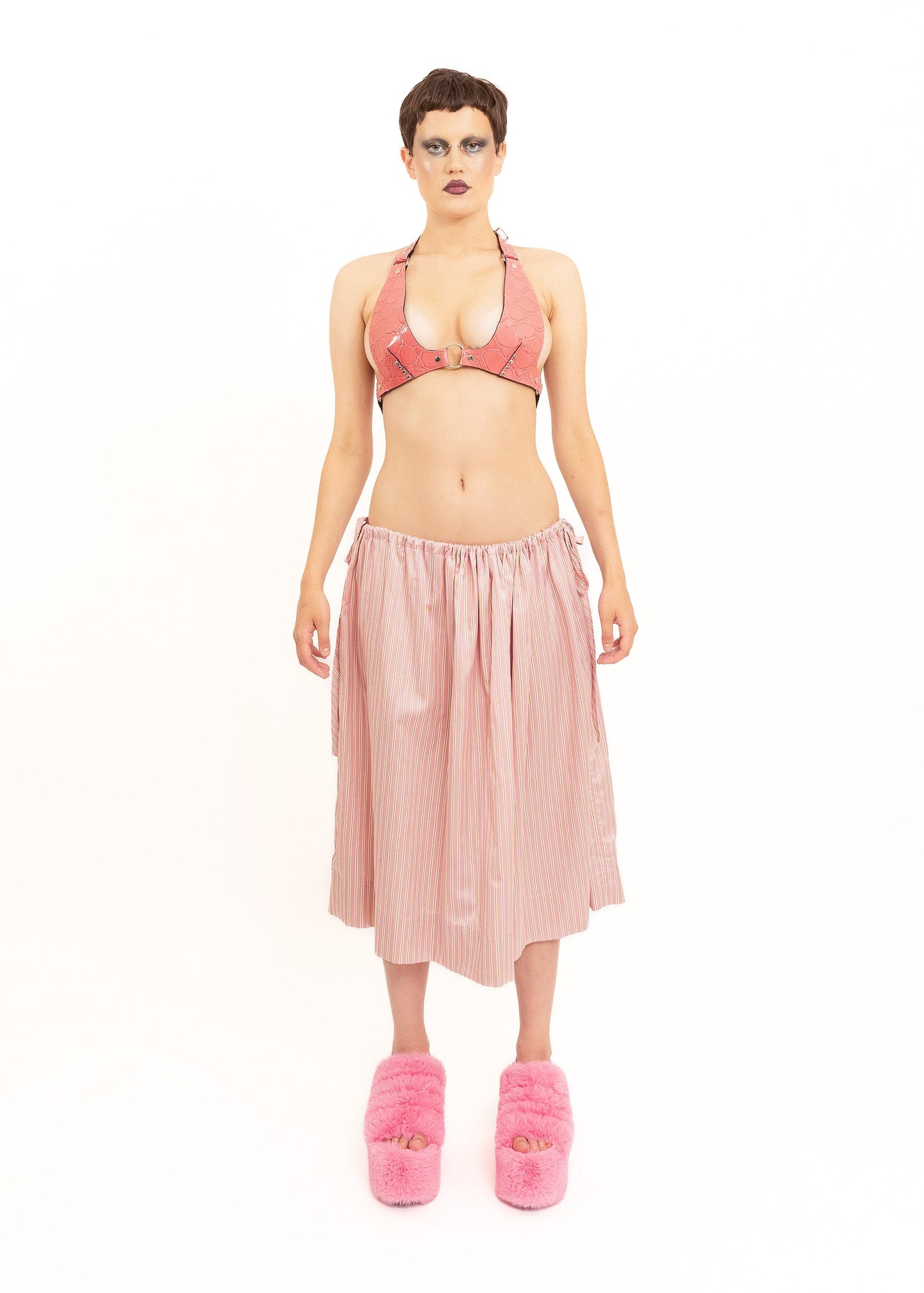 Rhoda Nunn Sunne Skirt- Pink Sateen Stripe Bizarre Bazaar