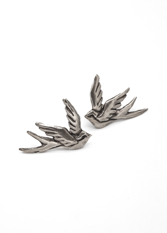 Nick Rule Sterling silver swallow stud earrings Bizarre Bazaar