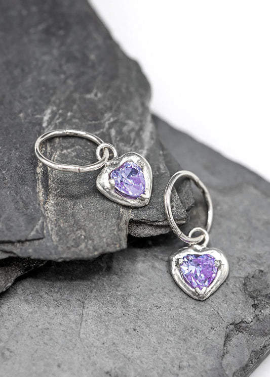 SGS Jewellery Sweetheart hoop earrings- lavender