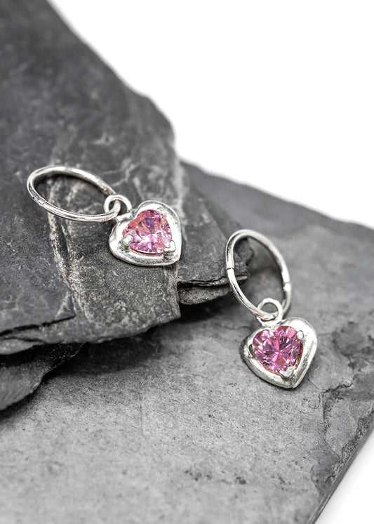 SGS Jewellery Sweetheart hoop earrings- pink