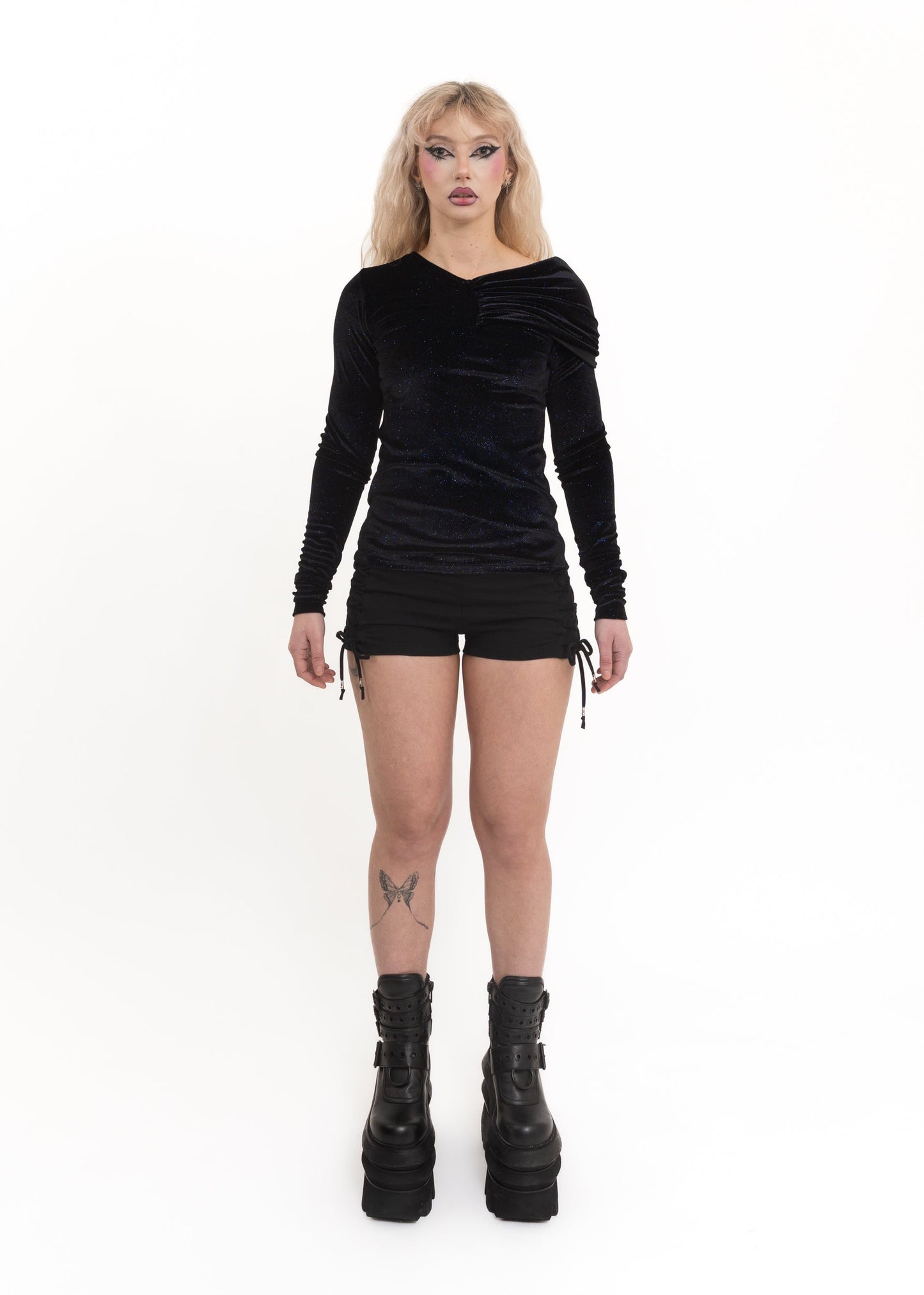 Synthetica off shoulder glittery velvet top *Archive*