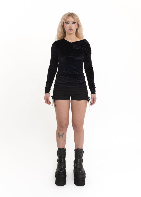 Synthetica off shoulder glittery velvet top *Archive*