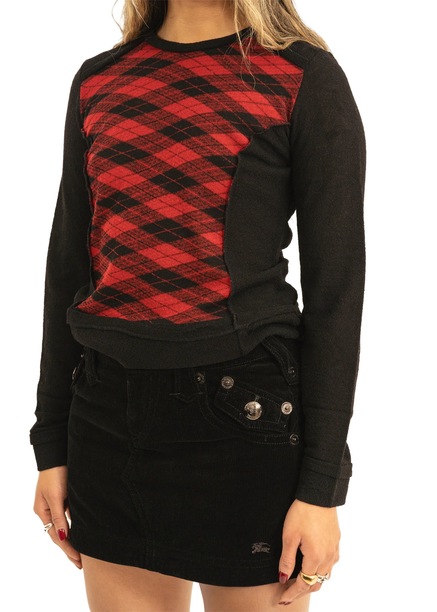 Atsuro Tayama Tartan panelled wool knit