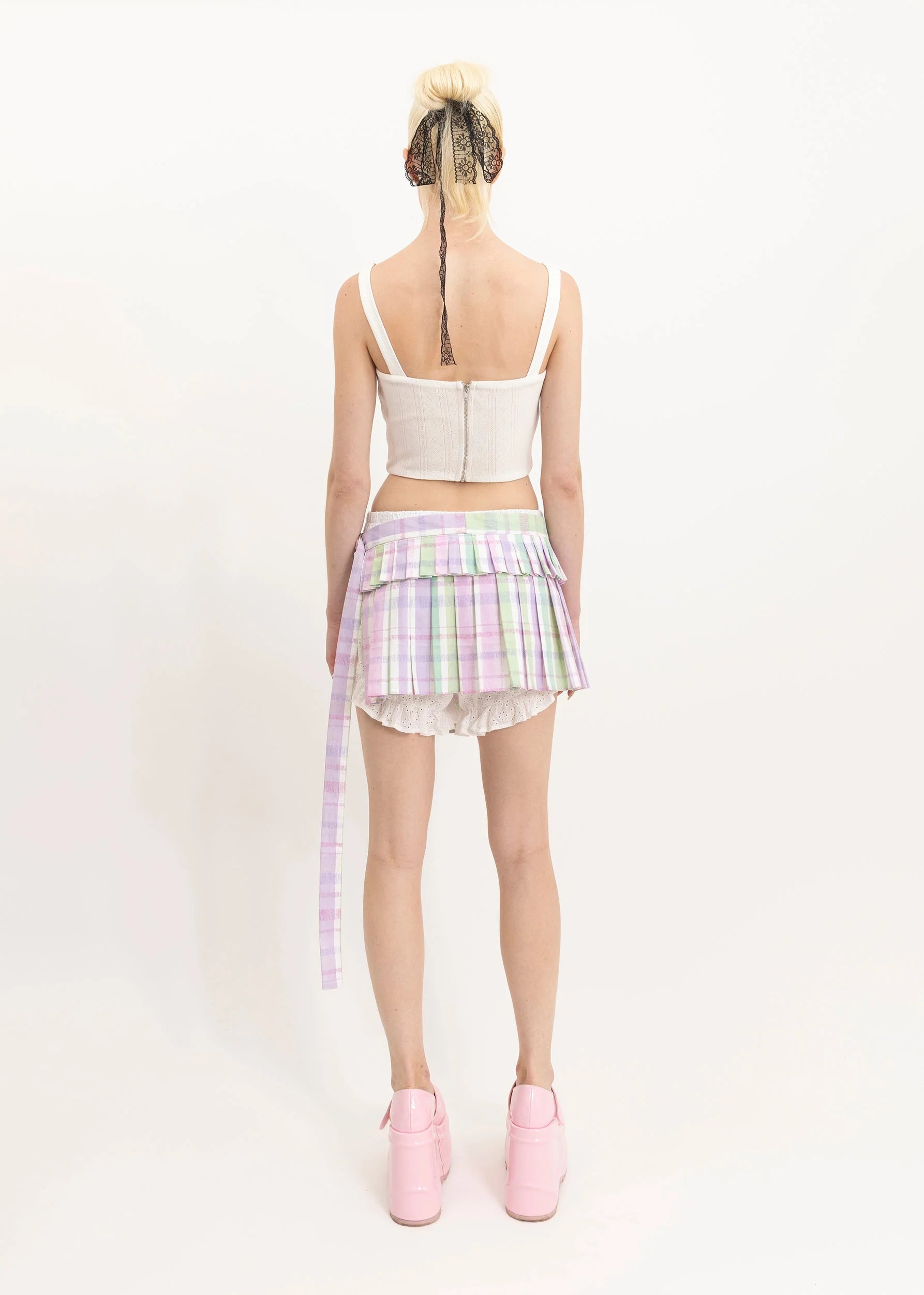 Jojo The Label Tartan pleated half skirt