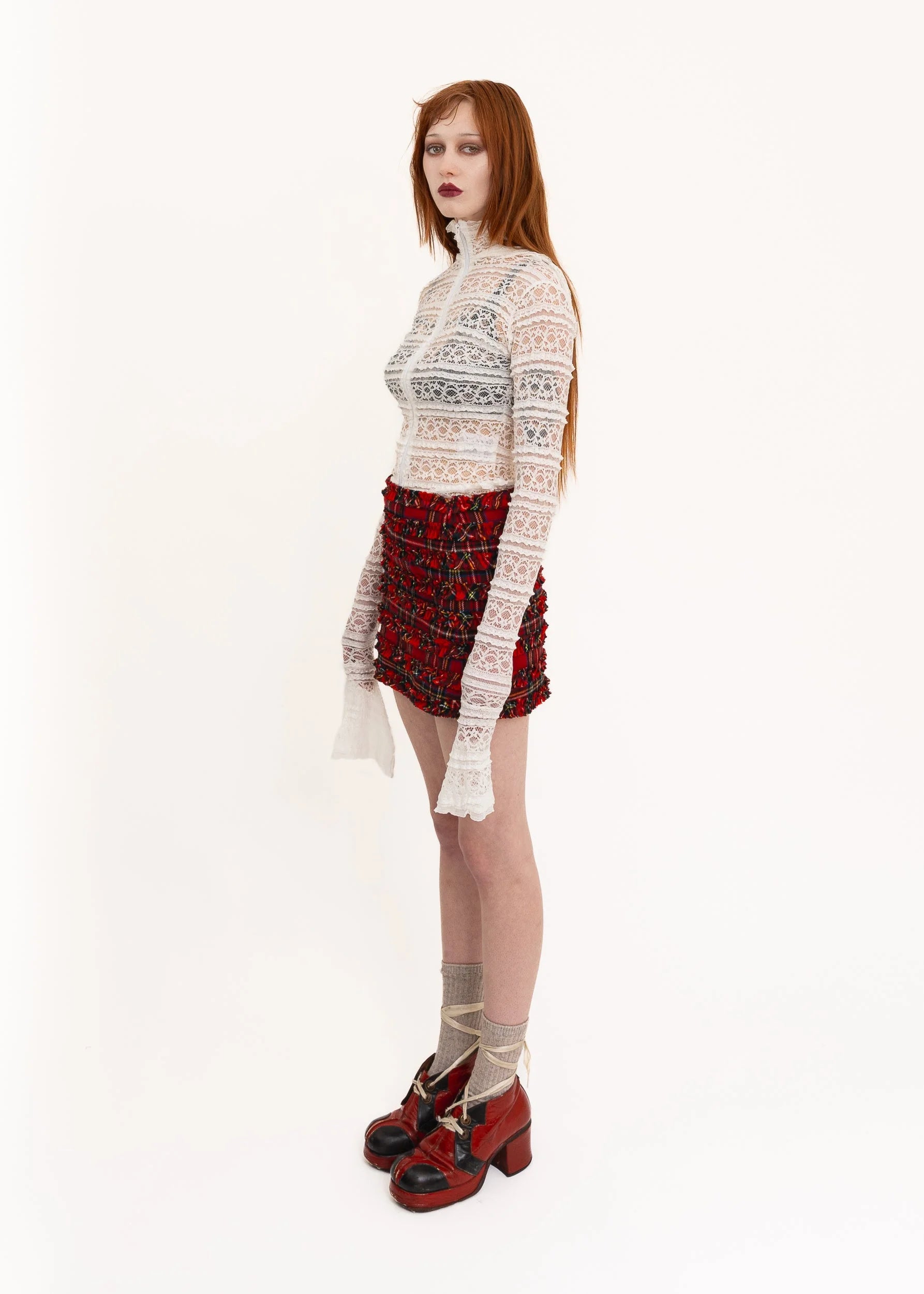 Nine Tartan ruffle mini skirt