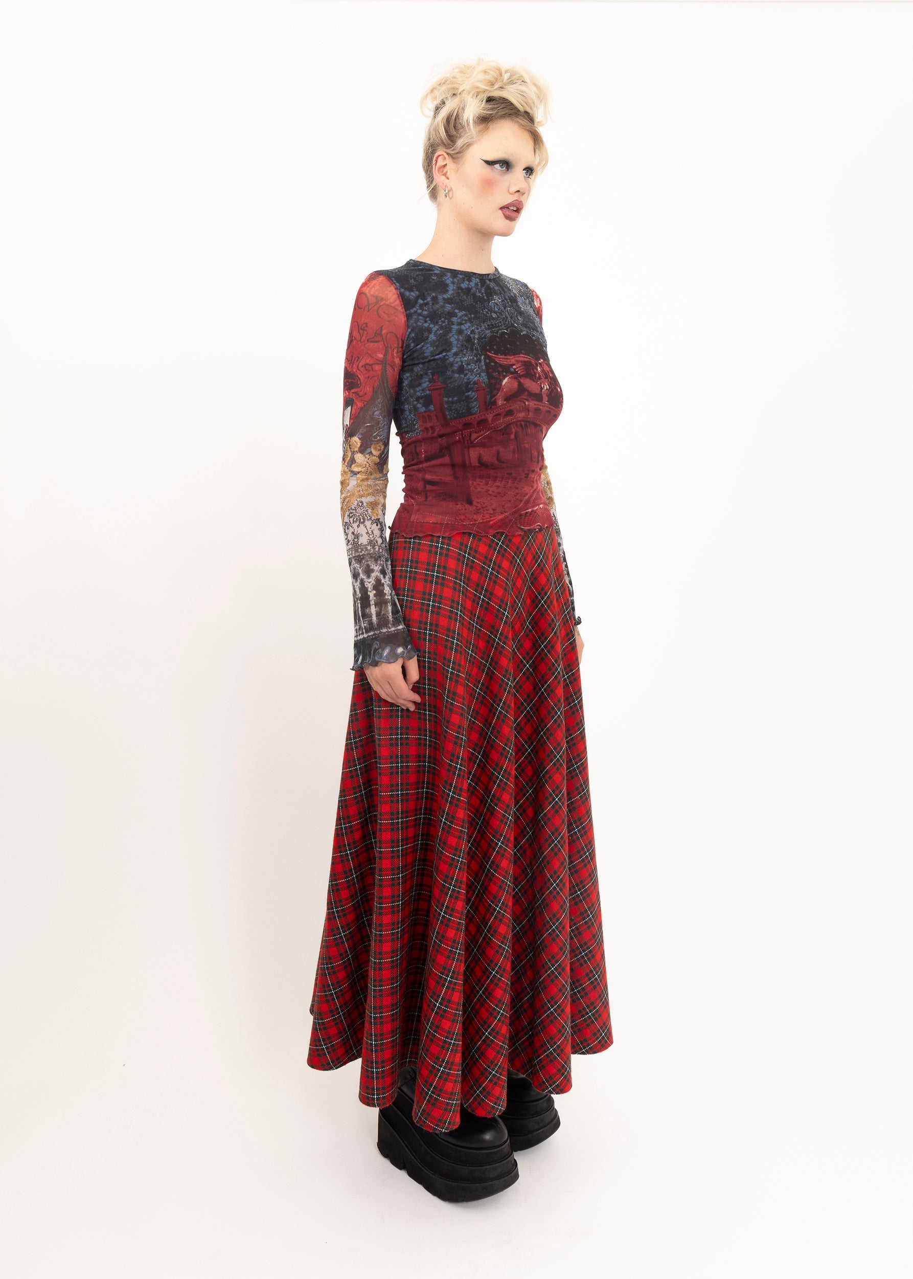 Julius London Tartan wool blend maxi skirt