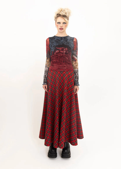 Julius London Tartan wool blend maxi skirt