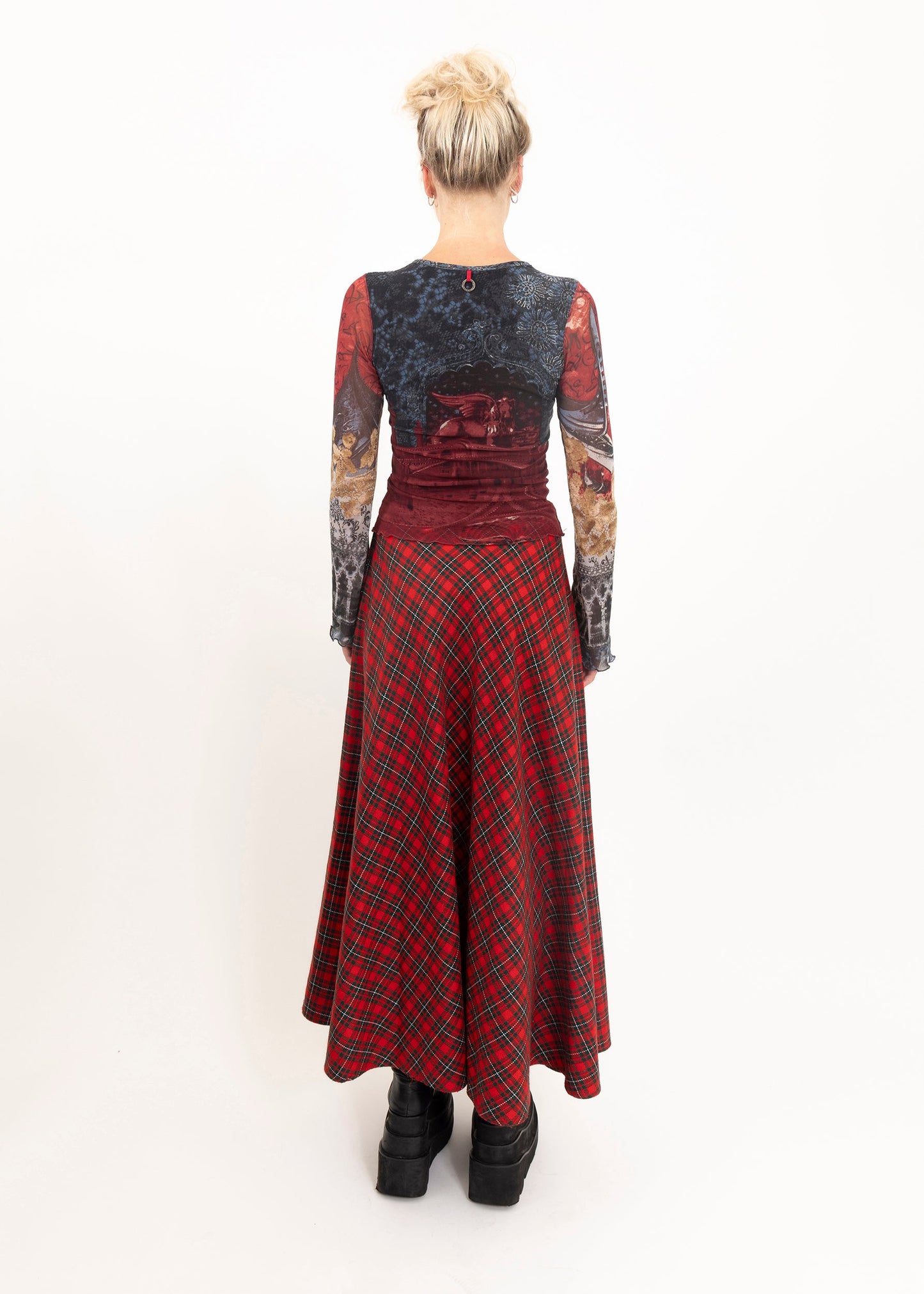 Julius London Tartan wool blend maxi skirt