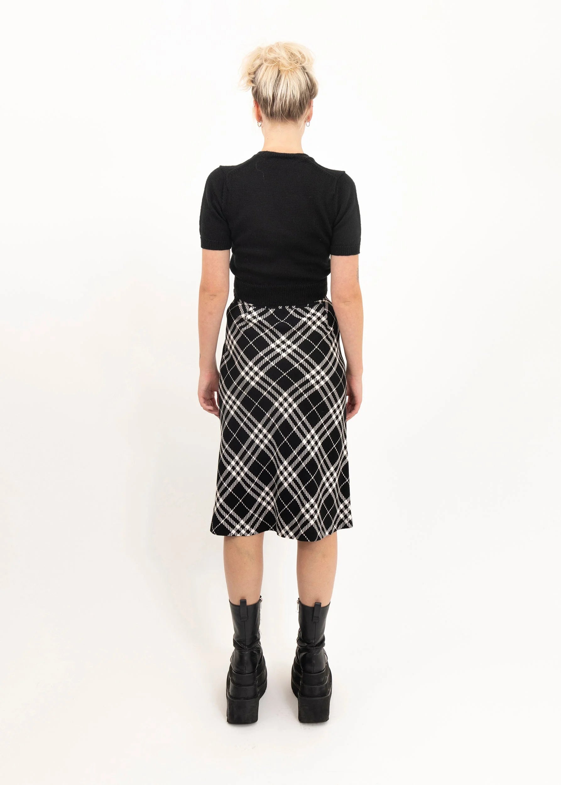 Burberry London Blue Label Tartan wool midi skirt