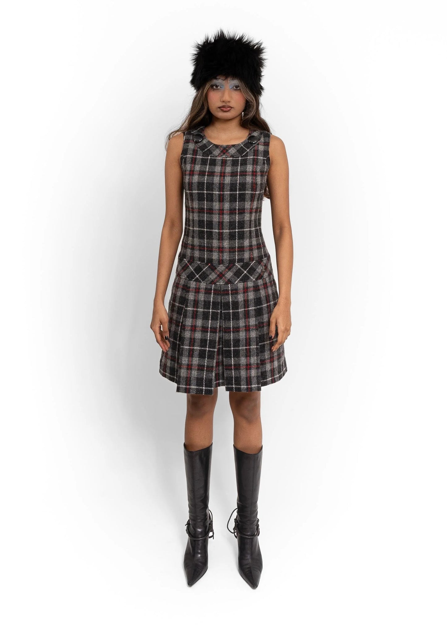 Teenie Weenie Tartan Wool Mini Dress