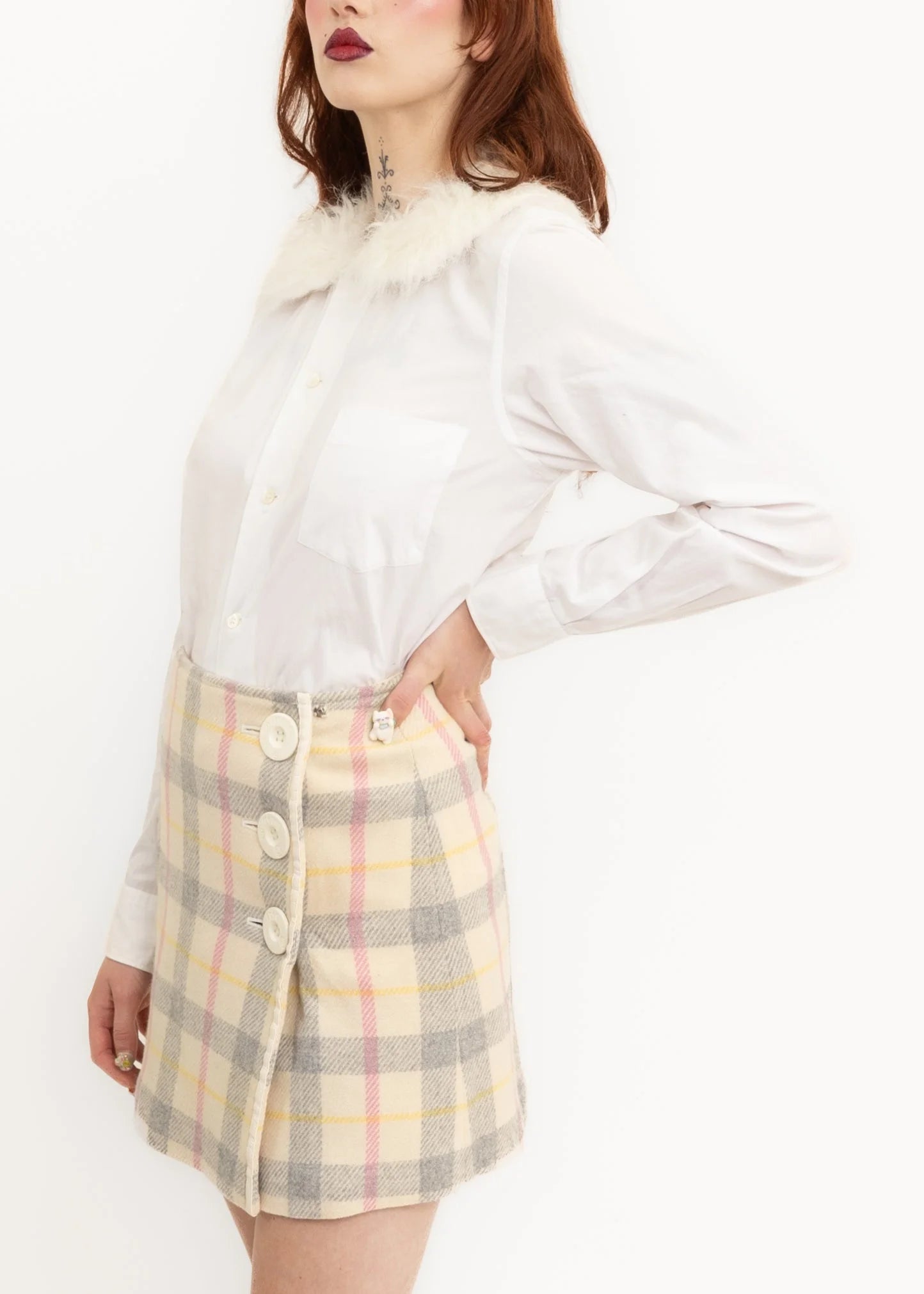 Courrèges 21 Tartan wool mini skirt