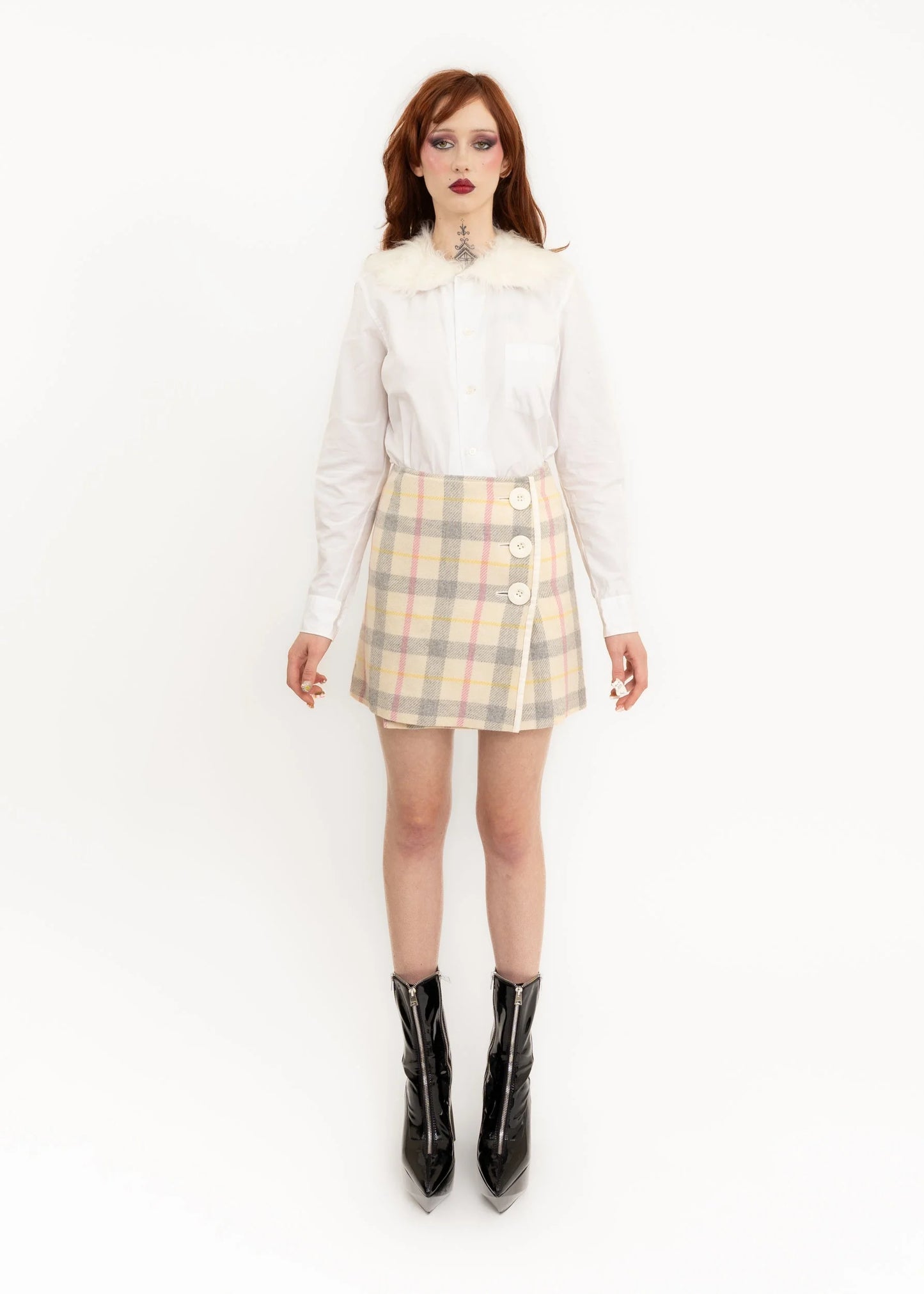 Courrèges 21 Tartan wool mini skirt