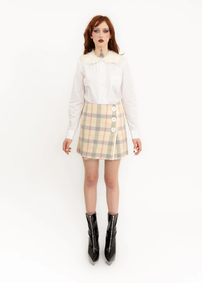 Courrèges 21 Tartan wool mini skirt