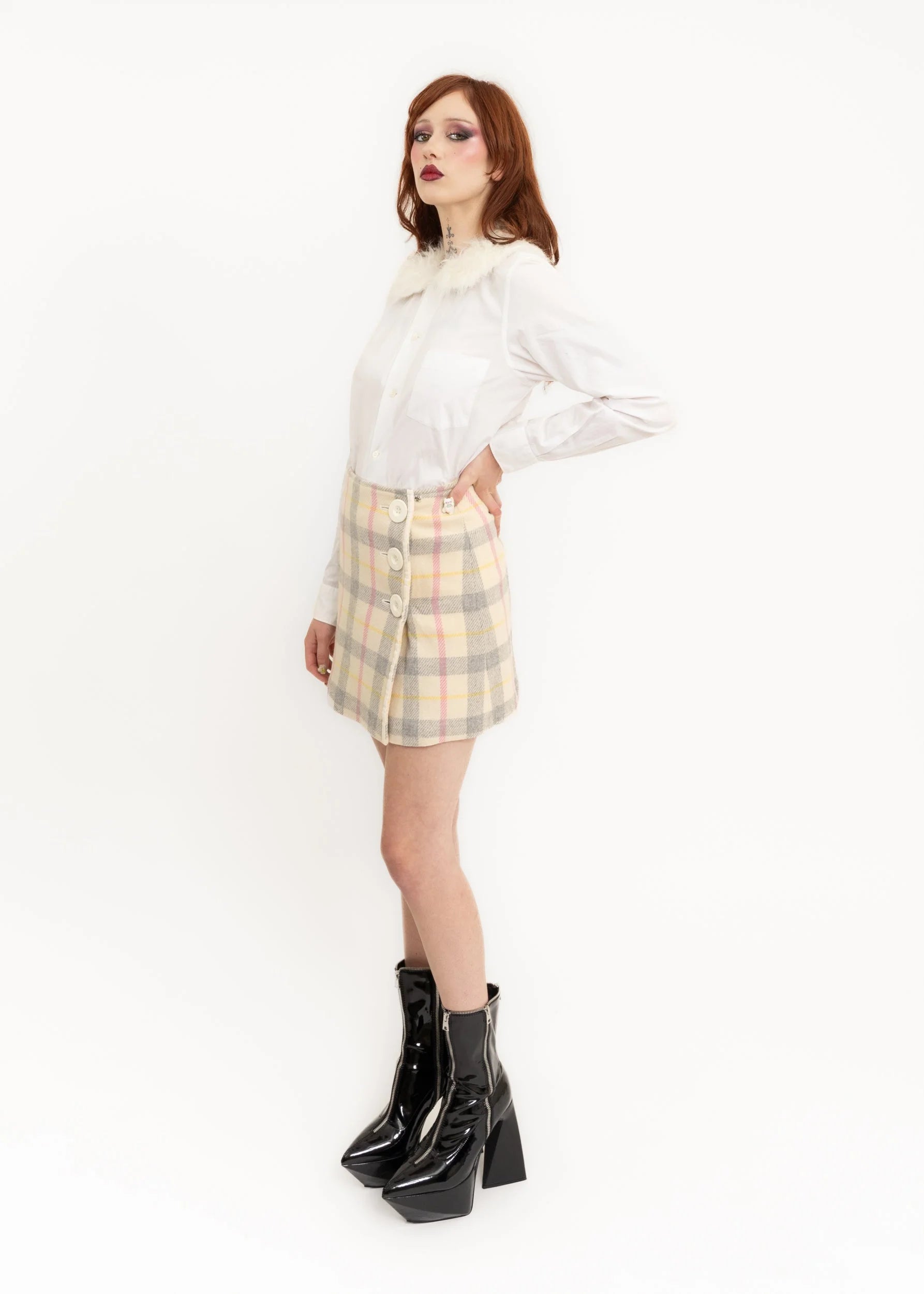 Courrèges 21 Tartan wool mini skirt