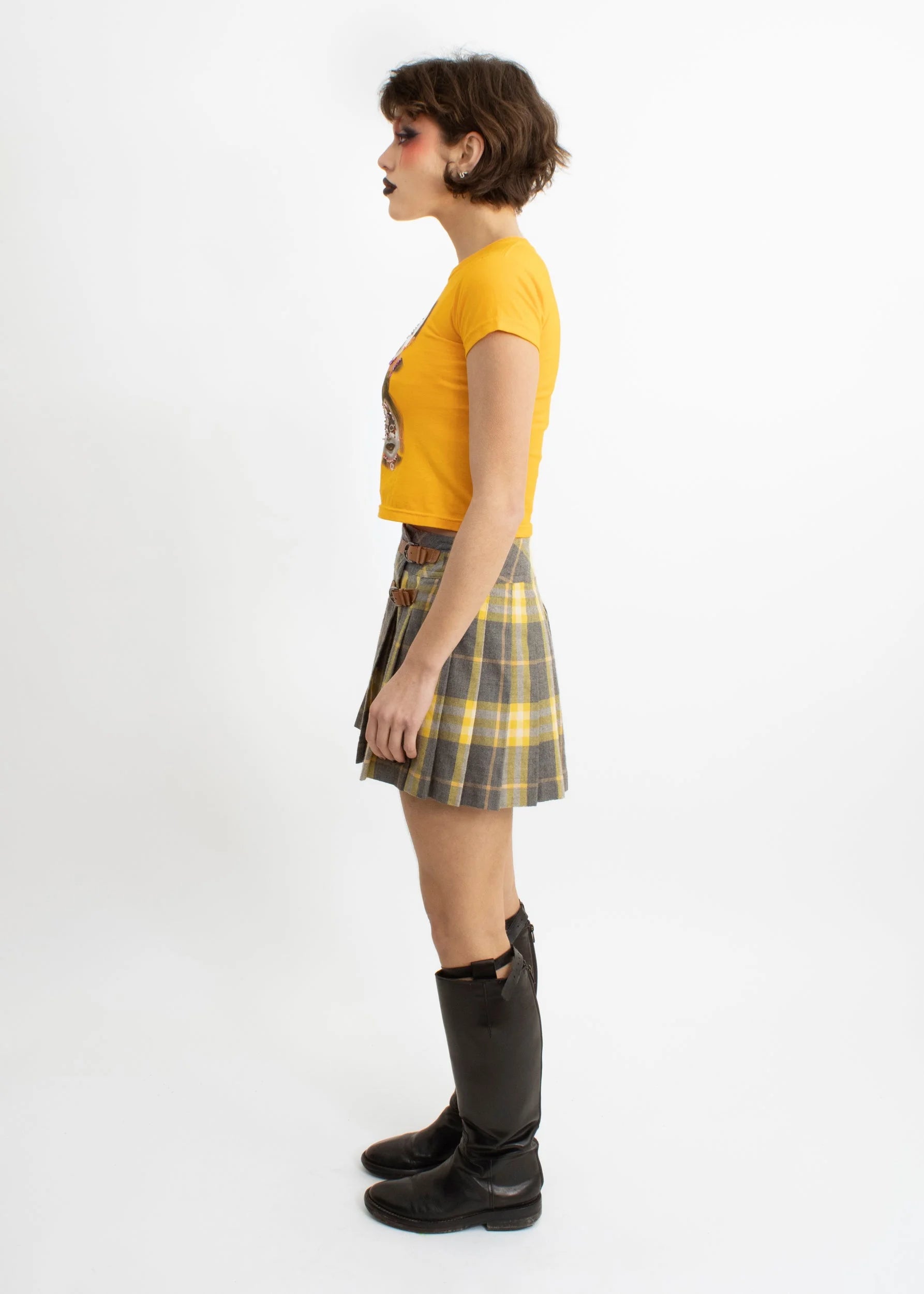 Burberry London Blue Label Tartan wool pleated mini skirt with