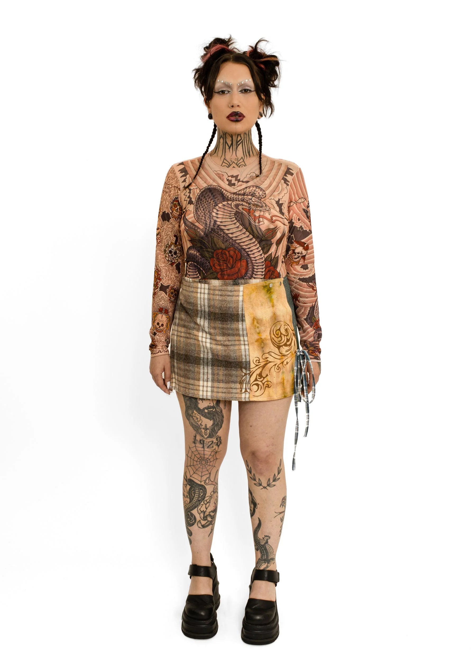 Bizarre Bazaar Tattoo graphic print mesh top