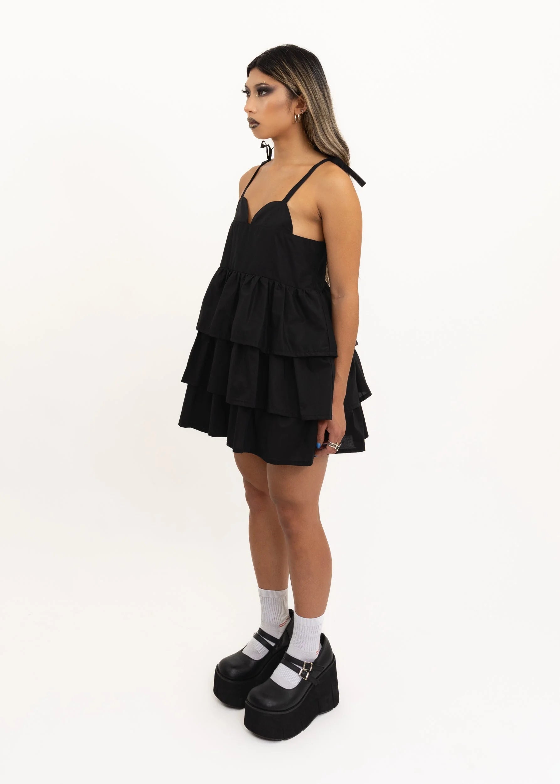 Otsu Tiered babydoll mini dress