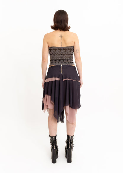 Bodies of Solace Tiered raw hem midi skirt Bizarre Bazaar