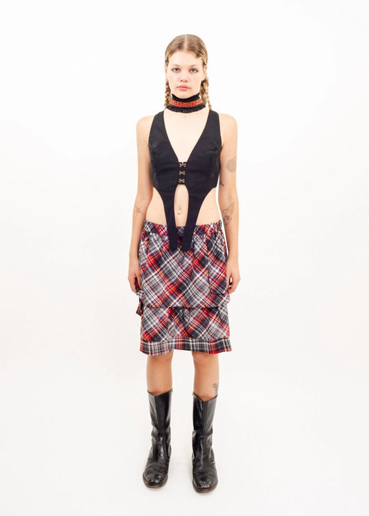 Atsuro Tayama Tiered tartan skirt