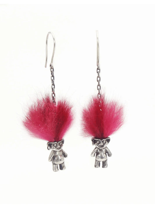 Screaming Jewellery Troll earrings- pink