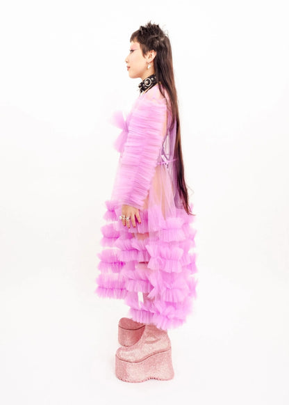 Jojo The Label Tulle Ruffled Midi Dress- Sugarplum Purple
