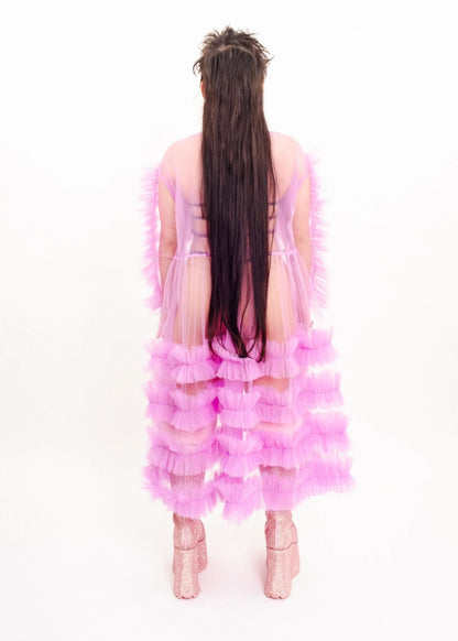 Jojo The Label Tulle Ruffled Midi Dress- Sugarplum Purple