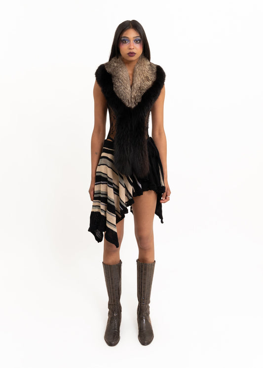 Japanese vintage two-tone fox fur stole Bizarre Bazaar