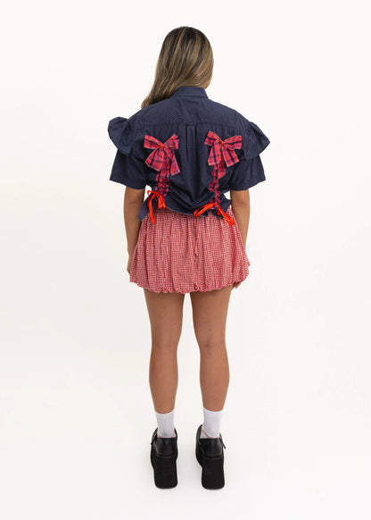 London X Paris Upcycled bow shirt