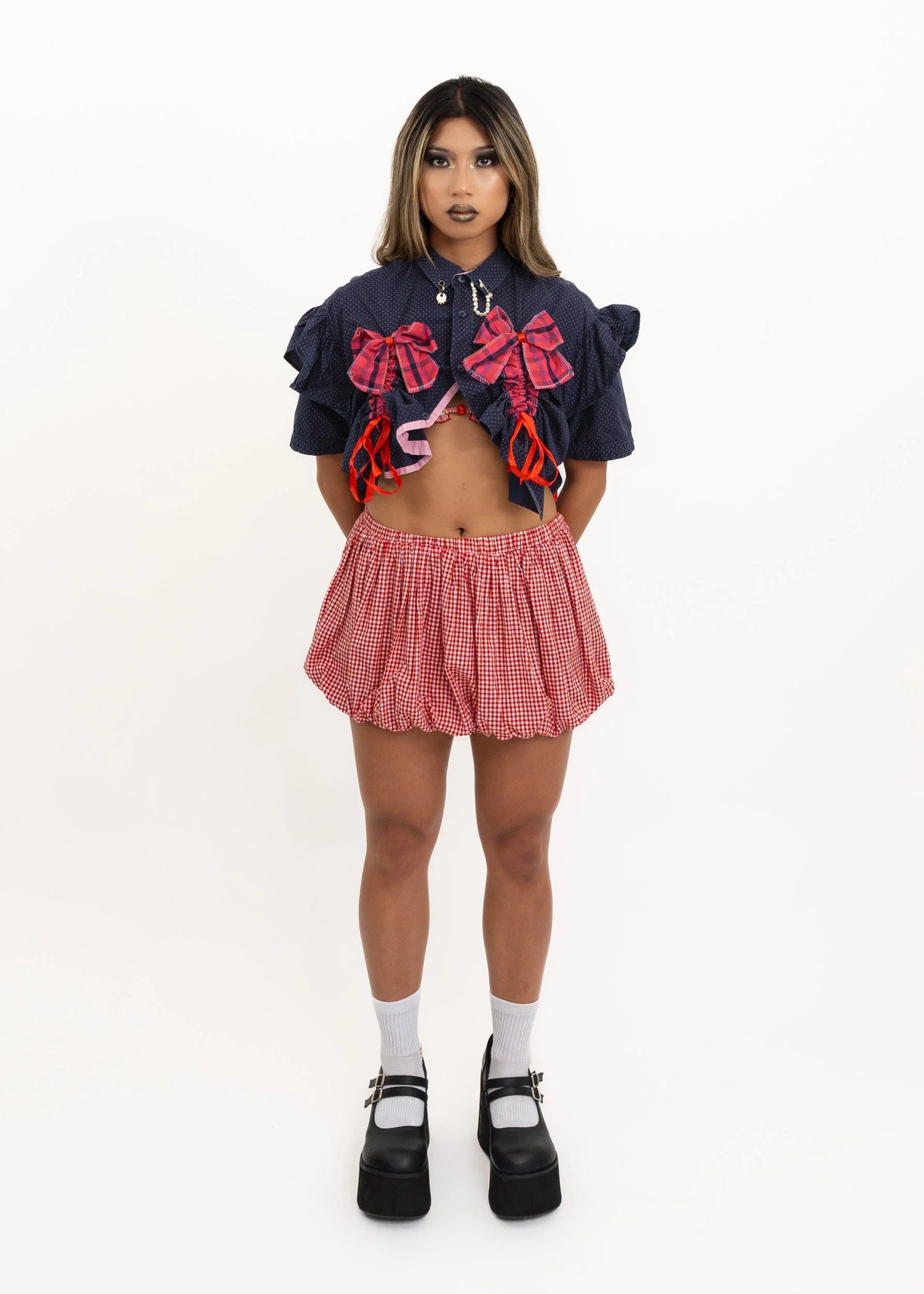 London X Paris Upcycled bow shirt