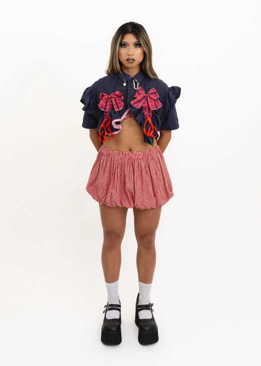 London X Paris Upcycled bow shirt