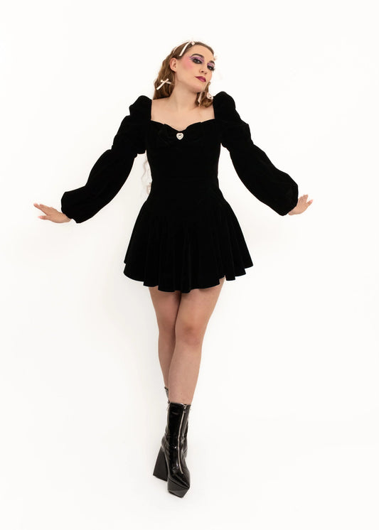 Bizarre Bazaar Velvet balloon sleeve mini dress